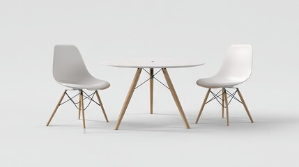 White round table with two matching chairs.