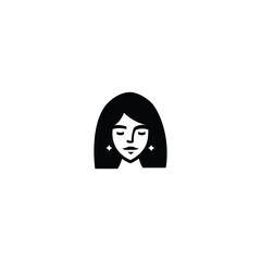 Minimalist Woman's Face Logo icon flat vector design