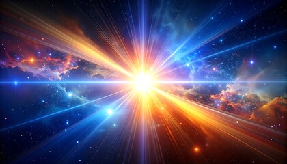 Naklejka premium Vibrant Cosmic Explosion of Light and Nebula in Deep Space.