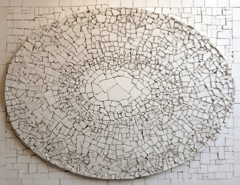 Oval mosaic, light gray, cracked pattern