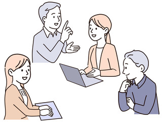 提案、意見の交換、情報、活気のあるミーティング