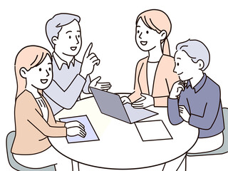 意見、情報、提案、活気のあるミーティング