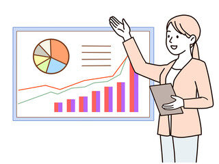 会議で説目をするビジネスウーマン