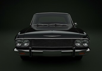Naklejka premium Sleek Black Classic Car Front View, Perfect for Automotive Enthusiasts
