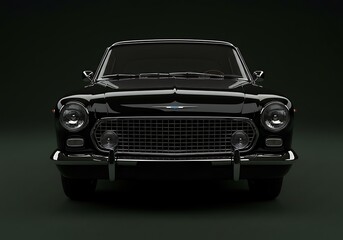 Sleek Black Classic Car Front View, Perfect for Automotive Enthusiasts