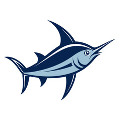 Blue Marlin Fish Illustration on White Background marine