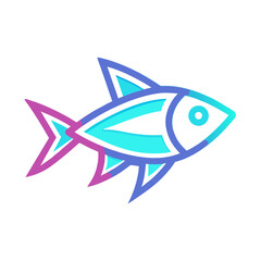 Colorful fish illustration with cyan and magenta accents