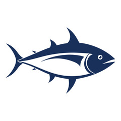 Obraz premium Dark Blue Tuna Fish Illustration on White Background