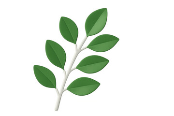 Naklejka premium Small green branch with fresh leaves displaying natural elegance against transparent isolated background