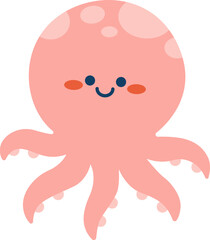 Obraz premium Cute Pink Octopus Happy Floating Illustration
