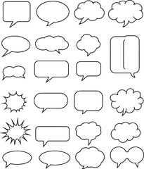 Obraz premium Comic speech bubbles, empty dialogue balloons, blank conversation cloud, cartoon text frame, communication template, doodle outline design, creative message background, vector illustration
