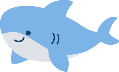 Cute Blue Shark Swimming Ocean Illustration