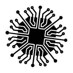 Black silhouette vector illustration of a circuit board pattern isolated on white background with bold clean shape and minimalist modern design for professional use,
circuit board vector,
PCB pattern 