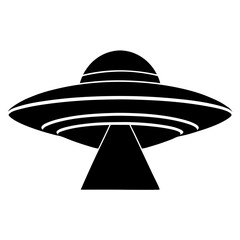 Minimalist black silhouette vector of a UFO isolated on white background for sci fi and digital design use,
ufo silhouette vector,
alien spaceship icon,
flying saucer clipart