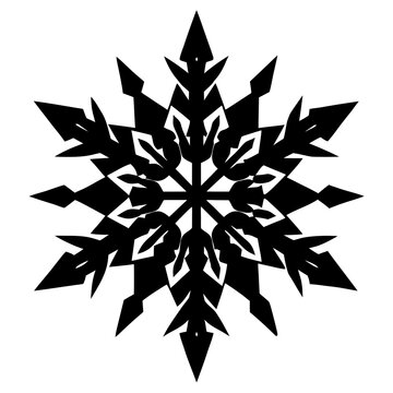 Black silhouette vector illustration of a snowflake isolated on white background with bold clean shape and minimalist modern design for professional use,
snowflake vector silhouette,
winter symbol ico