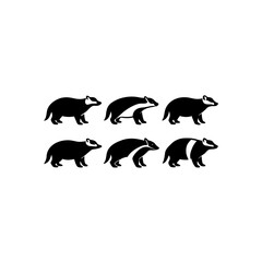 6 different badger silhouette vector icons set on 