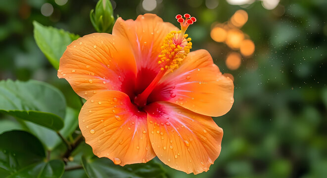 Vibrant hibiscus bloom radiating warmth and joy, a reminder of tropical paradise, perfect for adding a touch of summer to any design, floral beauty in nature
