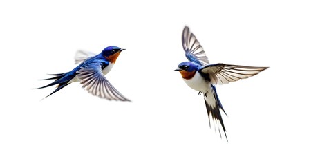 Obraz premium Graceful Barn Swallows Soaring Through the Sky in Flight