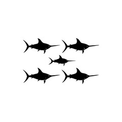 Fototapeta premium 6 different marlin silhouette vector icons set on 