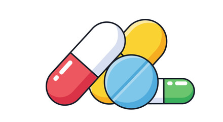 Vibrant assortment of pharmaceutical pills and capsules for health and wellness imagery