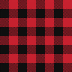 Red and Black Buffalo Plaid Seamless Tartan Pattern Background