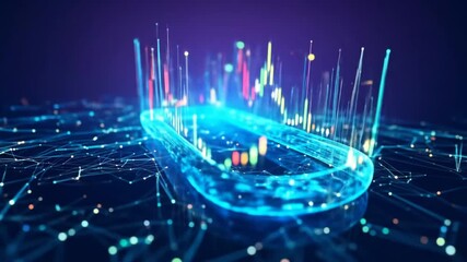 Abstract futuristic technology background with glowing data transfer and digital network - Powered by Adobe