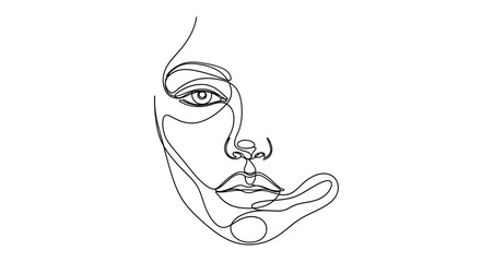 Minimalist Line Art Portrait Depicting Feminine Beauty and Facial Aesthetics Elegantly