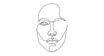 Ethereal monochrome portrait showcasing delicate single line artistry of human face