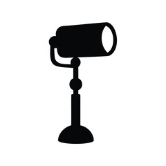 Silhouette of a studio spotlight or stage light on a stand equipment for performance lighting silhouette