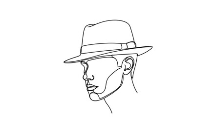 Elegant single line drawing illustration capturing male portrait in minimal style
