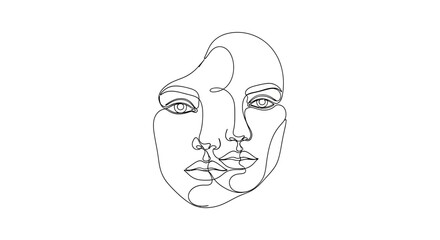 Abstract face representation through a minimalist line drawing on clean background