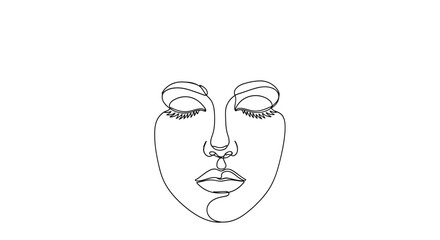 Serene continuous line art of a woman's face evoking minimalist grace and elegance