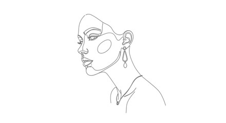 Elegant minimalist portrait of a woman in continuous line art, showcasing modern aesthetics with