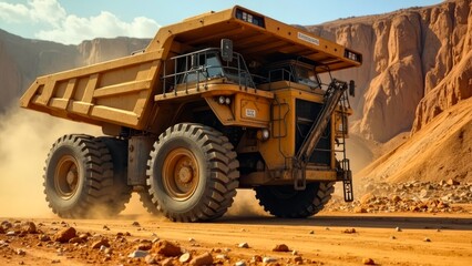 Picture of dump trucks in the mountains