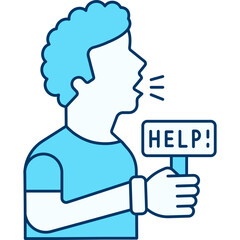 Blue Help Sign Icon