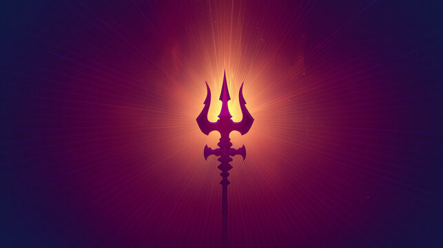 Durga Trident Banner, gradient background with trishul silhouette and glowing aura