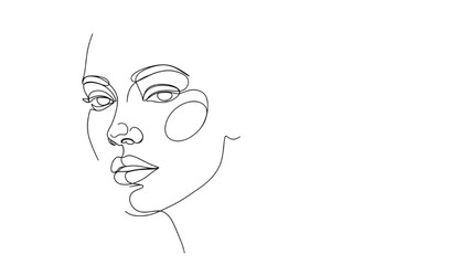 Minimalist line drawing of elegant female face profile in black and white modern abstract continuous line art contemporary wall decor digital artwork exploring simplicity identity and femininity