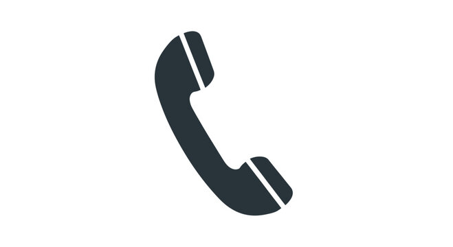 Sleek handset icon on stark white backdrop embodying simple communication concept modern touch