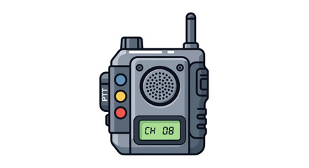 Isolated portable two way radio illustration for telecommunication concept