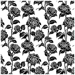 Camellia flower seamless pattern silhouette background