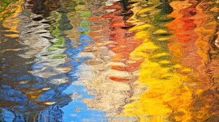 Reflections on rippled water surface with vibrant and abstract color blends