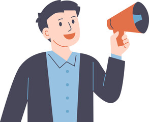 Flat Man Announcing Opportunity Hiring Illustration