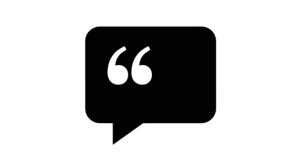 Black speech bubble with quotation marks symbolizing conversation and messaging apps