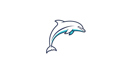 A stylized outline of a leaping dolphin against a clean white backdrop image