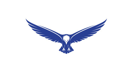 Bold eagle emblem in cobalt blue with outstretched wings conveying freedom and power