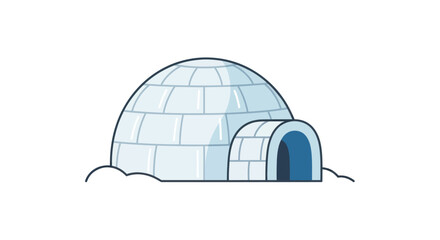 Charming cartoon illustration of a classic igloo winter habitation concept isolated