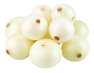 Fototapeta premium Fresh Raw Pearl Onions with Glossy Surface Isolated on Transparent Background
