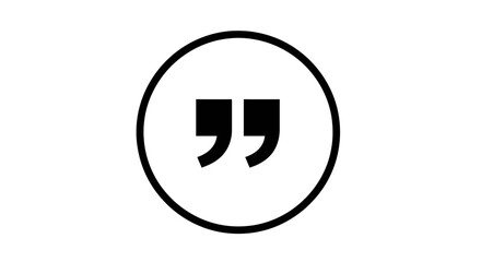 Iconic quotation mark symbol within a circular frame, a symbol for communication