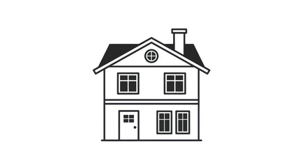 A simple yet charming two story house icon with a classic gable roof design