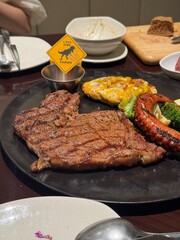 grilled steak with vegetables